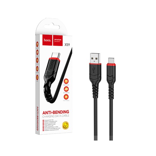 Cabo Hoco X59 Victory Tipo-C 3A 2M Preto